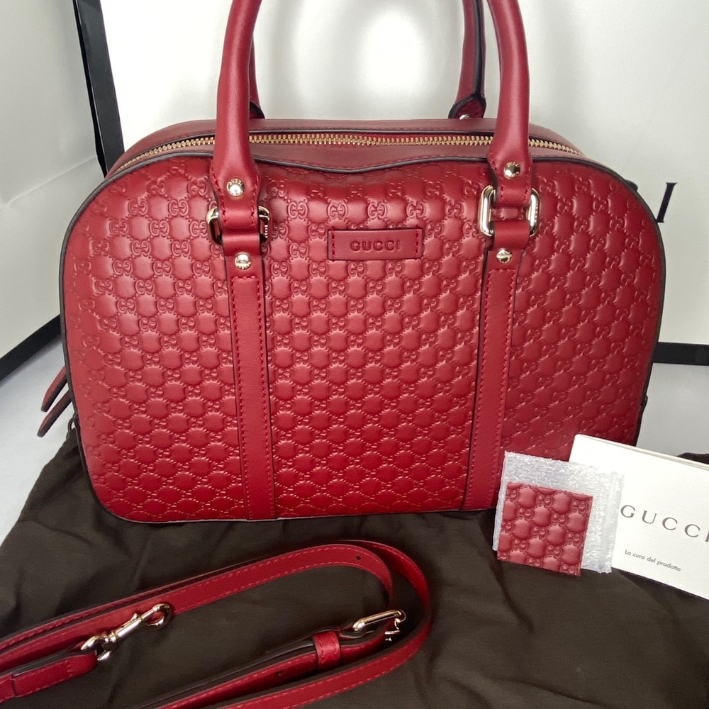 Gucci Borsa Handbag Microguccissima Leather Red